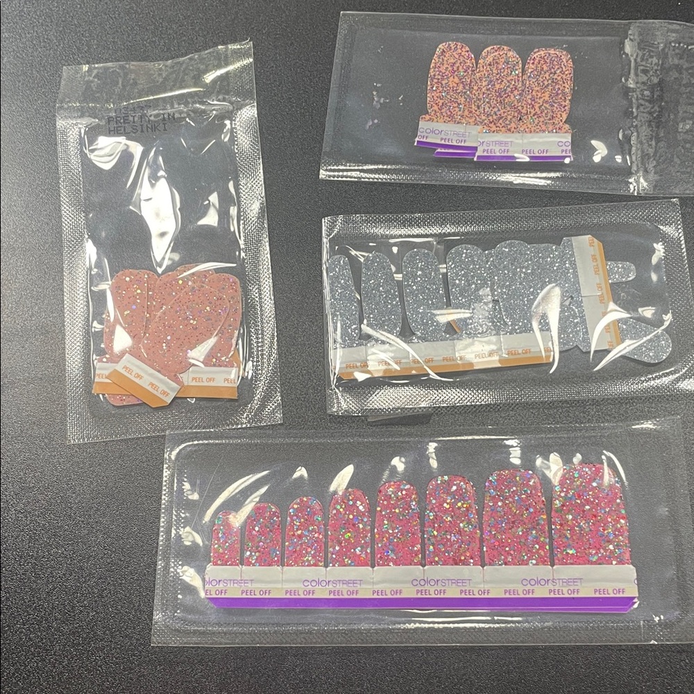 Assorted Color Street Glitter Press-On Nails